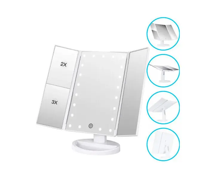 Дзеркало настільне потрійне косметичне з підсвічуванням для макіяжу 22 LED - Зображення 6