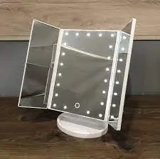 Дзеркало настільне потрійне косметичне з підсвічуванням для макіяжу 22 LED - Зображення 8