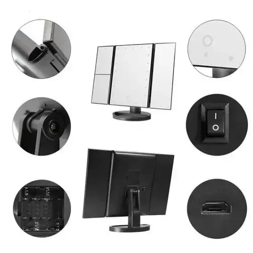 Дзеркало потрійне для макіяжу Superstar Magnifying Mirror із LED-підсвічуванням прямокутне зі збільшенням - Зображення 6