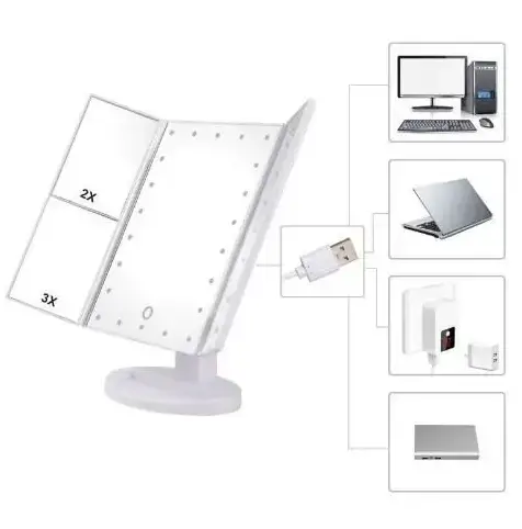 Дзеркало потрійне для макіяжу Superstar Magnifying Mirror із LED-підсвічуванням прямокутне зі збільшенням - Зображення 8