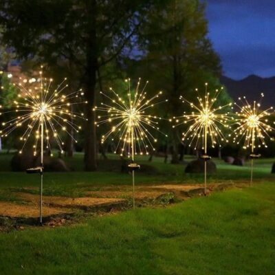 Ліхтар садовий Феєрверк газонний на сонячній батареї, 90 led, 8 режимів (2 шт. у комплекті)