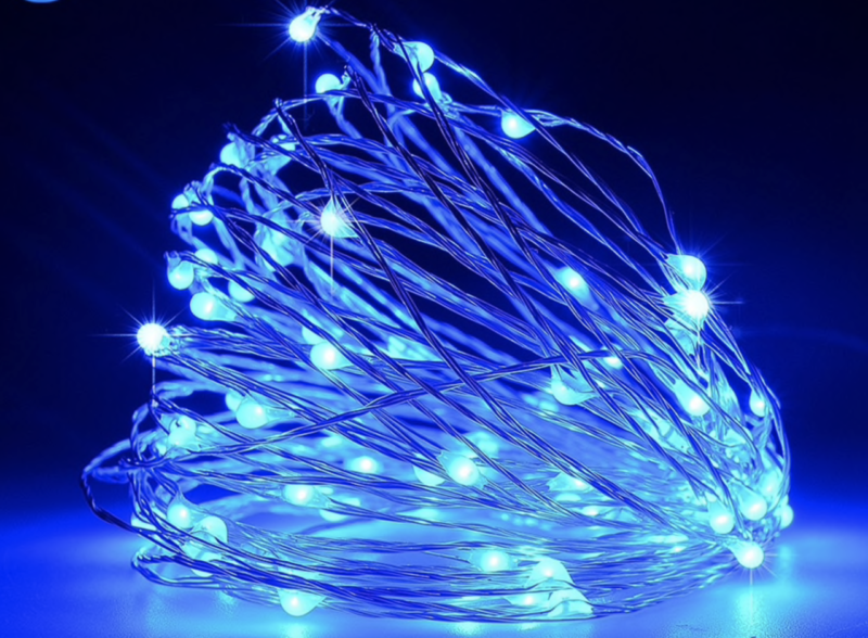 Новорічні гірлянди. Мідна дротяна лампа 100LED 10м, Колір Синій Силіконовий дріт (7107)