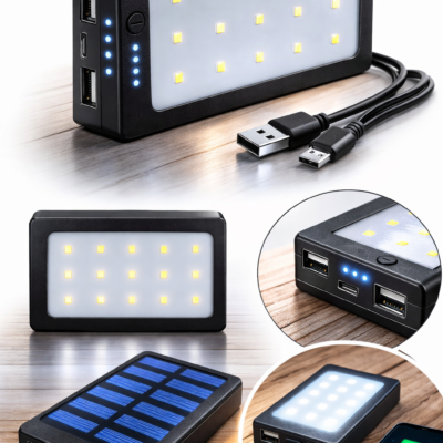 Сонячний Power Bank Solar 30000 mAh / Повербанк Solar 2xUSB з ліхтариком