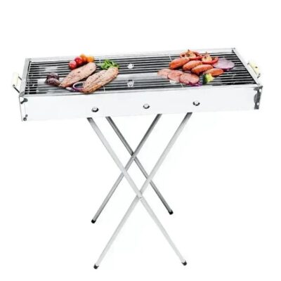 Переносний мангал барбекю гриль BARBECUE TRAY 770SS MD-008 70х30х70 см з решіткою, металевий портативний мангал