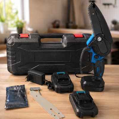 Акумуляторна ланцюгова міні-пила6 inch Electric SAW BLUE кейсом / 2 акумулятори 4А/год 8644