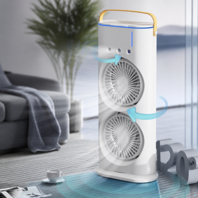 Вентилятор настільний подвійний з охолодженням 5 Вт Double-ended Spray Fan LED-підсвічування 3 швидкості, розпилювач водяного туману