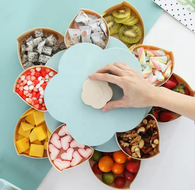 Складна двоярусна цукерка SUNROZ Flower Candy Box, що обертається, для цукерок і фруктів